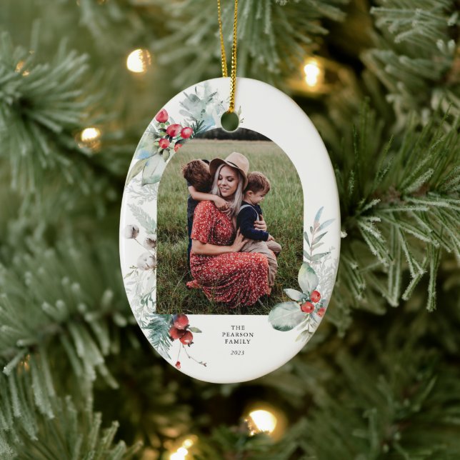 Décoration En Céramique Aquarelle Botanique Arc Floral Photo Noël (Arbre)