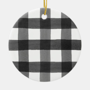 Décoration En Céramique Aquarelle Buffalo Plaid orament