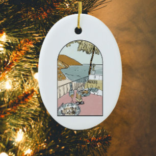 Décoration En Céramique Aquarelle colorée côte amalfitaine, Italie