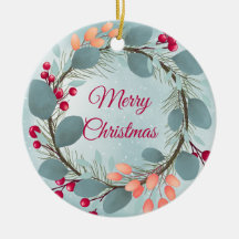 Aquarelle couronne de Noël rustique moderne