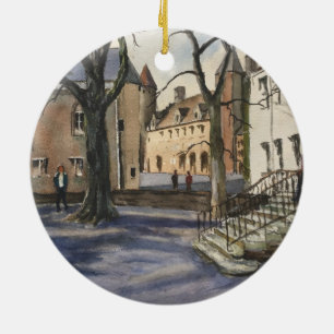 Décoration En Céramique Aquarelle de Bruges Belgique le jour du soleil