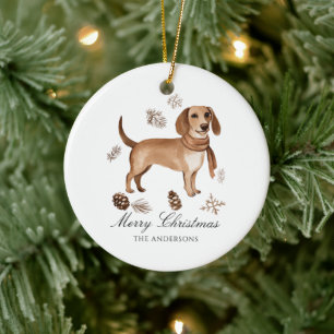 Décoration En Céramique Aquarelle de chien personnalisée Noël