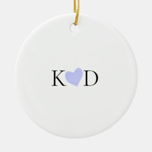 Décoration En Céramique Aquarelle de coeur violet pastel nom lettre du cou