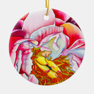 Décoration En Céramique Aquarelle de fleur rose