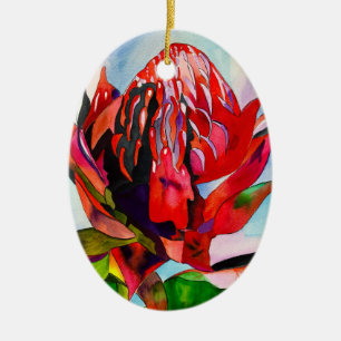 Décoration En Céramique Aquarelle de fleurs indigènes de Waratah