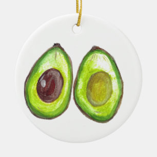 Décoration En Céramique Aquarelle de fruit vert Avocado végétalien végétar