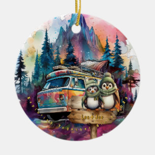 Décoration En Céramique Aquarelle de la montagne de Noël Couple nouveau