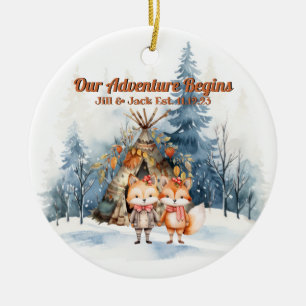 Décoration En Céramique Aquarelle de la montagne de Noël Couple nouveau
