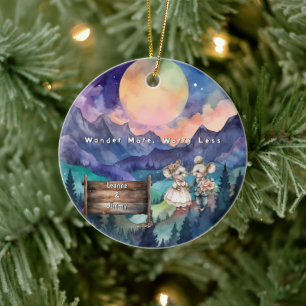 Décoration En Céramique Aquarelle de la montagne de Noël Couple nouveau