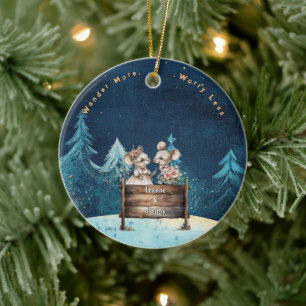 Décoration En Céramique Aquarelle de la montagne de Noël Couple nouveau