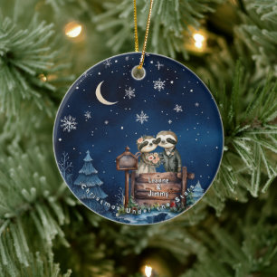 Décoration En Céramique Aquarelle de la montagne de Noël Couple nouveau