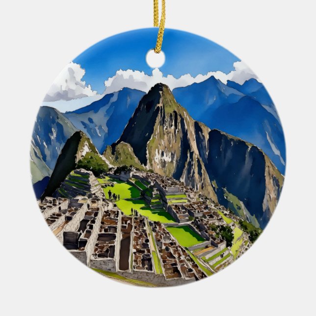 Décoration En Céramique Aquarelle de Machu Picchu Pérou (Devant)