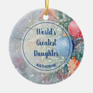 Décoration En Céramique Aquarelle de Noël de la plus grande fille du monde