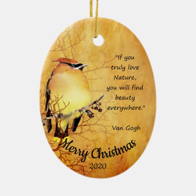 Décoration En Céramique Aquarelle de Noël personnalisée Cèdre cirage (Dos)