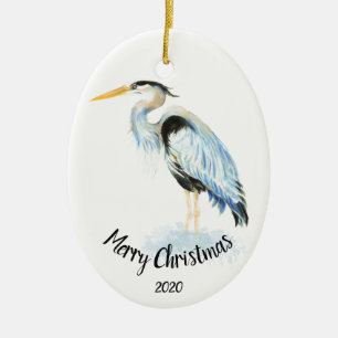 Décoration En Céramique Aquarelle de Noël sur mesure Great Blue Heron