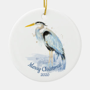 Décoration En Céramique Aquarelle de Noël sur mesure Great Blue Heron