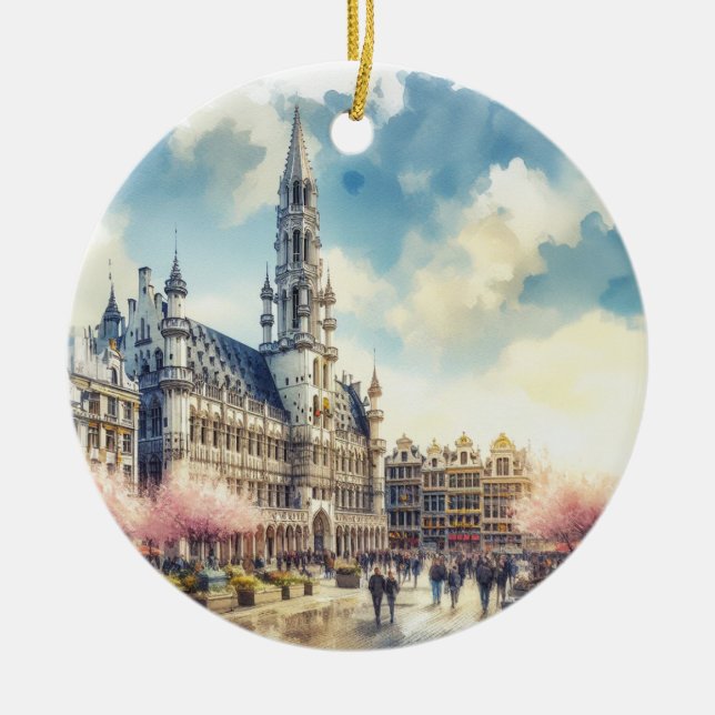 Décoration En Céramique Aquarelle du Grand Palais de Belgique (Devant)