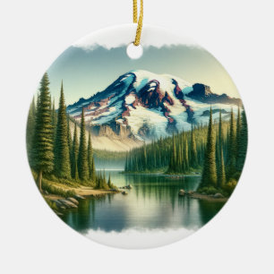 Décoration En Céramique Aquarelle du parc national du Mont-Rainier