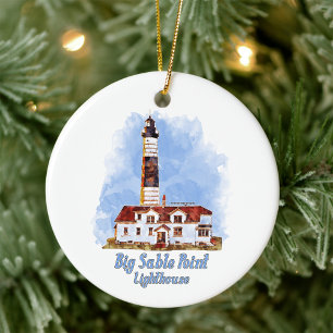 Décoration En Céramique Aquarelle du phare de Big Sable Point - Michigan