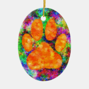 Décoration En Céramique Aquarelle Empreinte de patte de chien