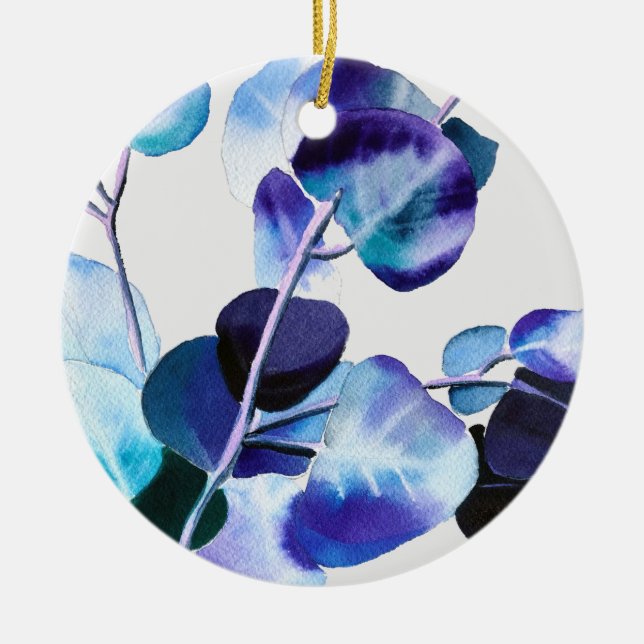 Décoration En Céramique Aquarelle feuilles de gommier eucalyptus (Devant)