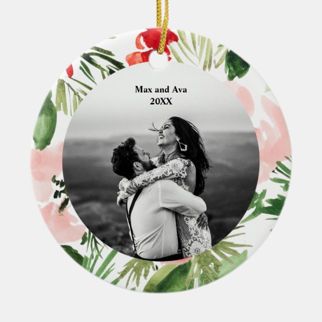 Décoration En Céramique Aquarelle Fleur Noël design (Devant)