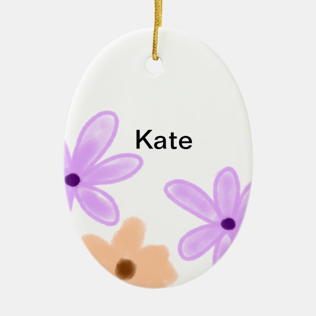 Décoration En Céramique Aquarelle fleurie violette orange abdominale ajout (Devant)