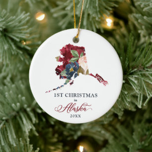 Décoration En Céramique Aquarelle Floral Noël personnalisé en Alaska