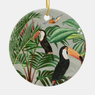 Décoration En Céramique Aquarelle Forêt tropicale et Oiseaux du Toucan
