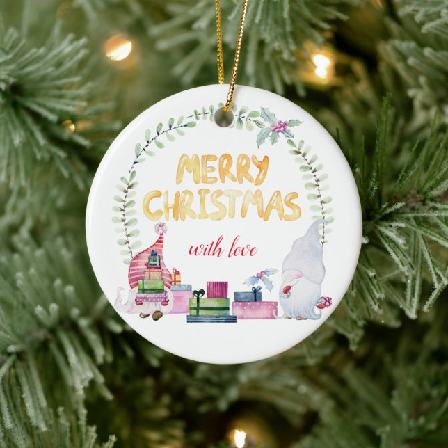 Décoration En Céramique Aquarelle gnomes de Noël (Arbre)