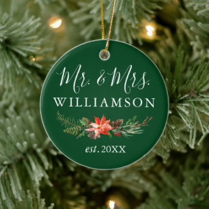 Décoration En Céramique Aquarelle Hiver Floral Green PHOTO RETOUR