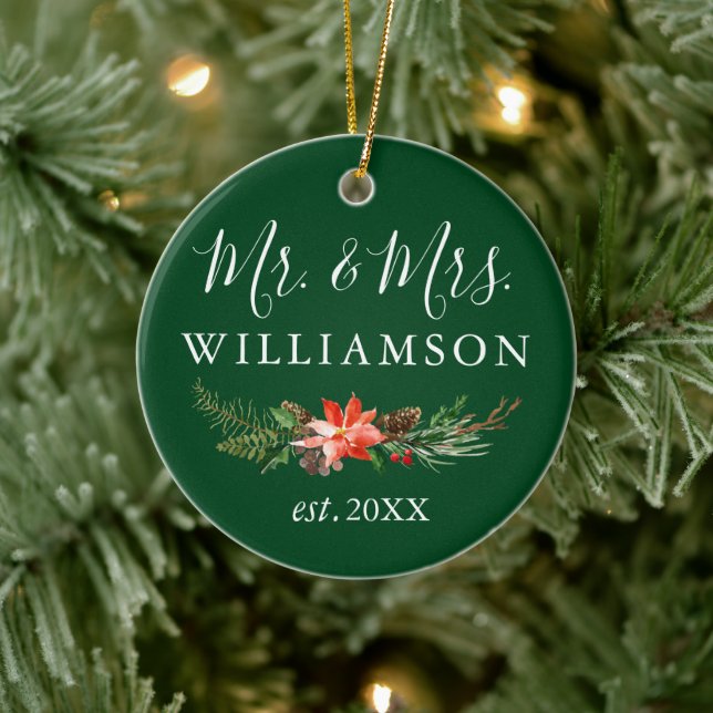 Décoration En Céramique Aquarelle Hiver Floral Green PHOTO RETOUR (Arbre)