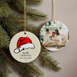 Décoration En Céramique Aquarelle joueuse Rouge Père Noël Photo famille<br><div class="desc">Un souvenir festif de l'année avec un chapeau de Père Noël peint à la main,  rouge vif et ludique sur le devant,  avec vos détails et votre photo de famille sur le côté opposé.</div>
