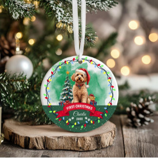 Décoration En Céramique Aquarelle mignon Goldendoodle chien Noël animal