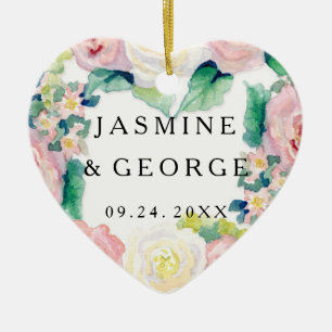 Décoration En Céramique Aquarelle MODERNE Chic Large Stripes avec Rose