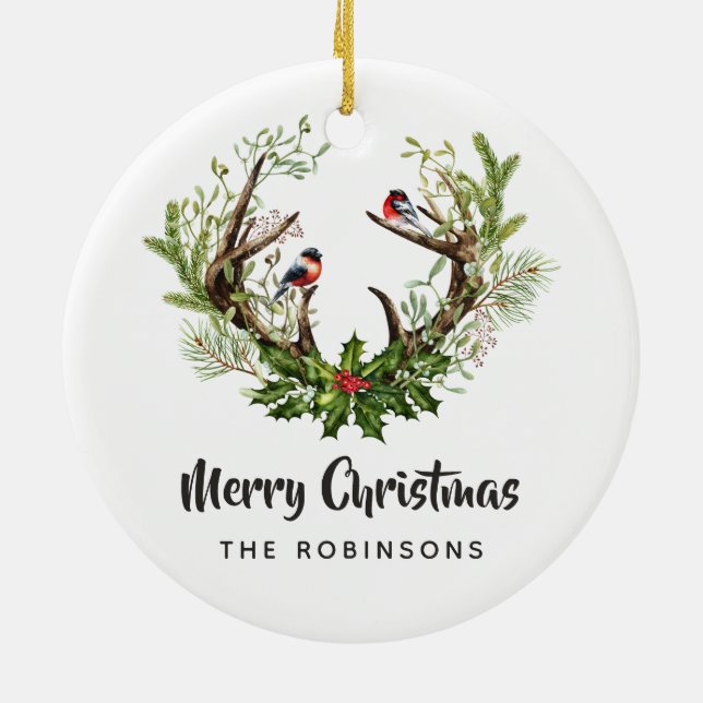 Décoration En Céramique Aquarelle Noël de rennes rustiques (Dos)