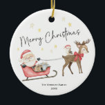 Décoration En Céramique Aquarelle Noël Santa Claus Cute<br><div class="desc">Aquarelle Noël Père Noël Ornement en céramique</div>