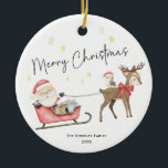 Décoration En Céramique Aquarelle Noël Santa Claus Cute<br><div class="desc">Aquarelle Noël Père Noël Ornement en céramique</div>
