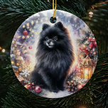 Décoration En Céramique Aquarelle Noir Poméranie Festive Noël<br><div class="desc">Améliorez votre sapin de Noël avec notre Aquarelle Black Poméranien Festive de Noël Ornement en céramique, mettant en valeur un mélange unique de flair artistique et de charme festif. Cette décoration élégante présente un Poméranien noir magnifiquement décoré dans un motif aquarelle vibrant, ajoutant une touche de sophistication à vos festivités...</div>