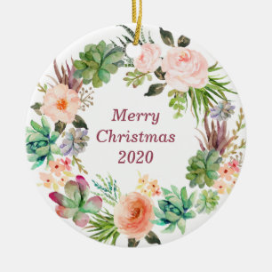 Décoration En Céramique Aquarelle personnalisée couronne florale