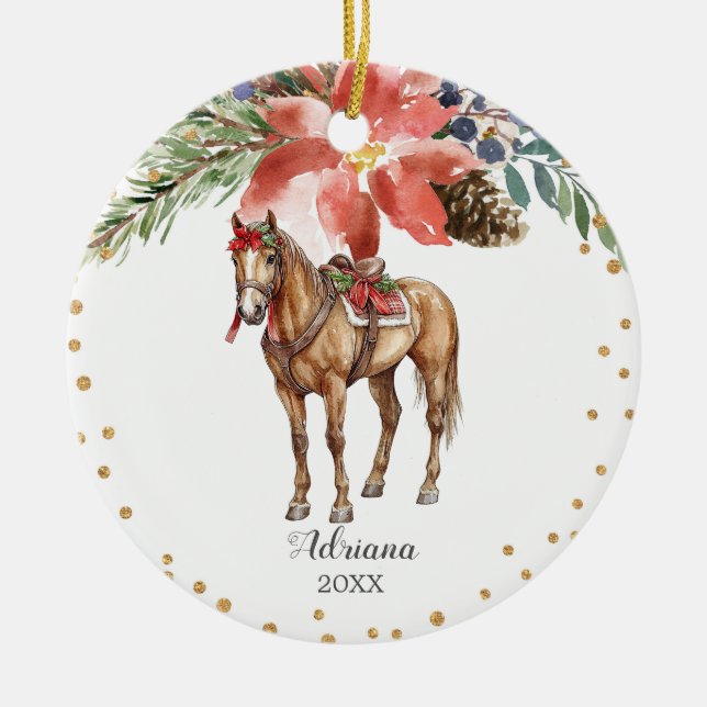 Décoration En Céramique Aquarelle personnalisée Nutcracker Cheval Cadeau (Devant)