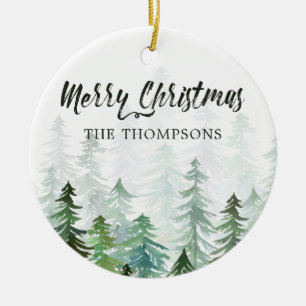 Décoration En Céramique Aquarelle Pine Arbres de Noël Photo