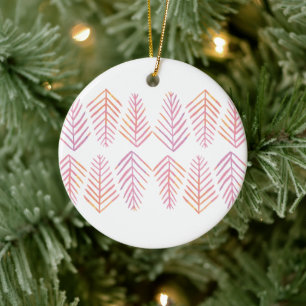 Décoration En Céramique Aquarelle Pine arbres - rose