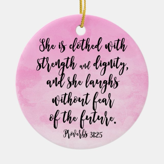 Décoration En Céramique Aquarelle rose Proverbes 31 Bible chrétienne des f (Devant)