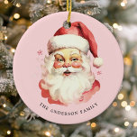 Décoration En Céramique Aquarelle rose Vintage Noël du Père Noël<br><div class="desc">Célébrez la saison festive avec notre Aquarelle Vintage rose Santa Claus Noël Céramique Ornament! Ce charmant ornement présente un design nostalgique du Père Noël et un arrière - plan élégant, alliant charme vintage et modernité. Parfait pour ajouter une touche festive à votre sapin de Noël. Personnalisez ce design personnalisé avec...</div>