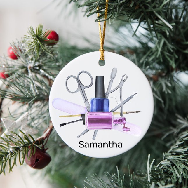 Décoration En Céramique Aquarelle Salon à ongles personnalisé ongle polona (Créateur téléchargé)