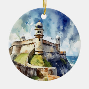 Décoration En Céramique Aquarelle San Juan Porto Rico Fort Morro