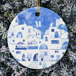 Décoration En Céramique Aquarelle Santorin Grèce Monogram<br><div class="desc">Une aquarelle paysage de peinture de la belle île grecque de Santorin. Art original de Nic Squirrell. Modifiez le monogramme initial pour personnaliser.</div>