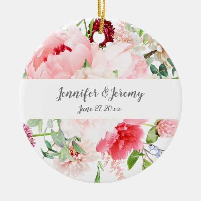 Décoration En Céramique Aquarelle sauvage Jardin de mariage Keepsaké (Devant)