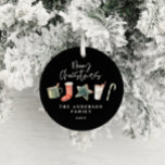 Décoration En Céramique Aquarelle sucre de canne de boissons de Noël<br><div class="desc">Un design festif amusant avec des favoris hiver aquarelle - chocolat chaud,  sucre de canne,  bas. Joyeux Noël en écriture contemporaine,  parfait pour célébrer la saison des fêtes. L'ornement peut être édité,  partie d'une collection.</div>